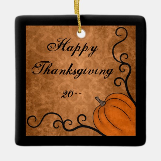 Herfst oogst pompoen Happy Thanksgiving Keramisch Ornament (Voorkant)