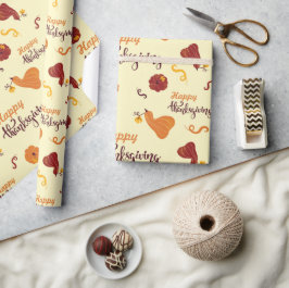 Herfst Oogst Pompoen Happy Thanksgiving Naadloos Cadeaupapier