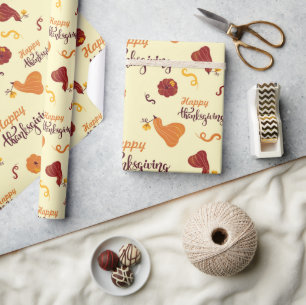 Herfst Oogst Pompoen Happy Thanksgiving Naadloos Cadeaupapier