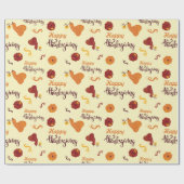 Herfst Oogst Pompoen Happy Thanksgiving Naadloos Cadeaupapier (Vlak)
