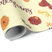 Herfst Oogst Pompoen Happy Thanksgiving Naadloos Cadeaupapier (Rol Hoek)