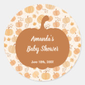 Herfst Oogst Pompoen Pastel Baby shower 2 Ronde Sticker (Voorkant)