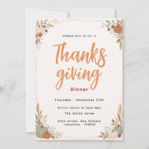 Herfst Oogst Pompoen Thanksgiving Diner Uitnodigin
