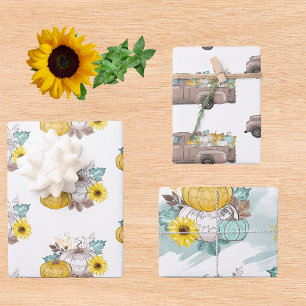 Herfst Oogst Pompoen Truck Mooie Herfst Inpakpapier Vel