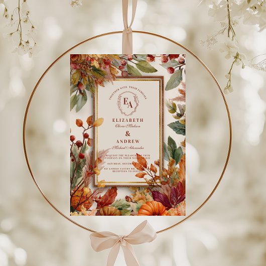 Herfst Oogst Pompoenblad bruiloft Kaart