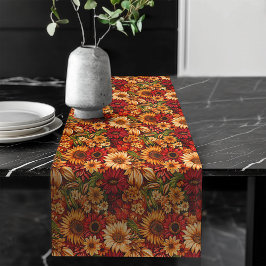Herfst Oogst Pompoenen & Bloemen Tafelloper