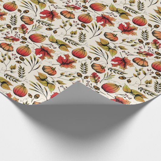 Herfst Oogst Pompoenen, eikels & Herfst Foliage Cadeaupapier (Hoek)