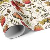 Herfst Oogst Pompoenen, eikels & Herfst Foliage Cadeaupapier (Rol Hoek)