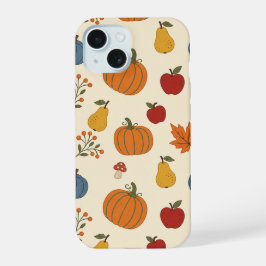 Herfst Oogst Pompoenen Fruit Patroon Hoesje iPhone 15 Case
