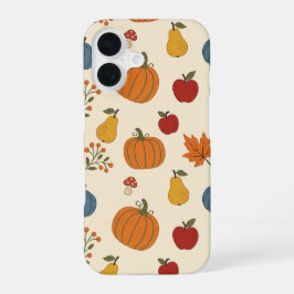 Herfst Oogst Pompoenen Fruit Patroon Hoesje iPhone 16 Hoesje