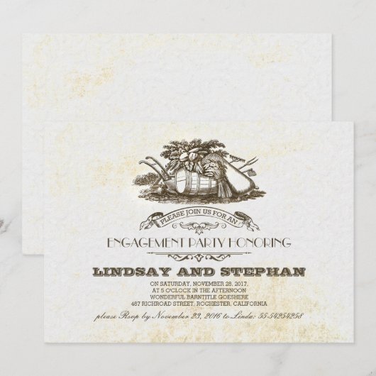 Herfst oogst rustiek land verlovingsfeest kaart (Voorkant / Achterkant)