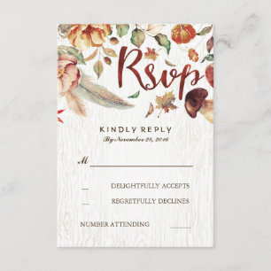 Herfst oogst rustieke bruiloft RSVP Kaartje