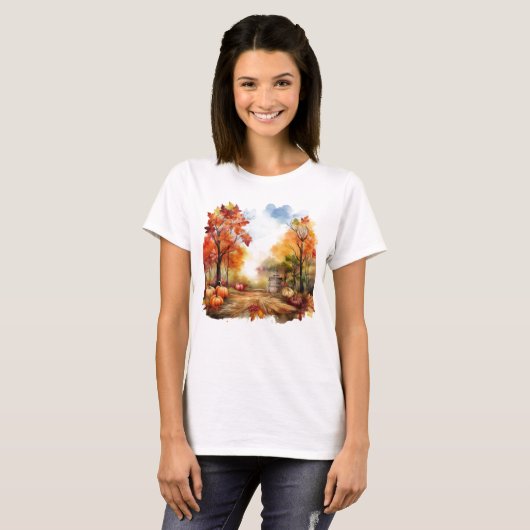 Herfst Oogst Rustieke Herfst Pompoen T-shirt (Voorkant volledig)