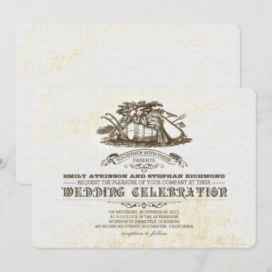 Herfst oogst rustieke land huwelijksuitnodigingen kaart (Voorkant / Achterkant)