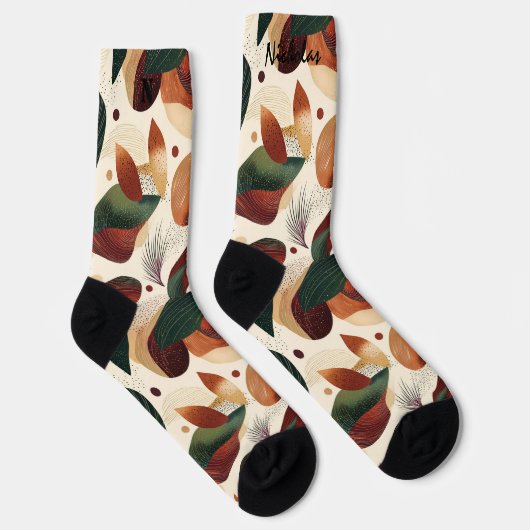 Herfst Oogst Sokken in Crème, Roest en Groen (Rechts)