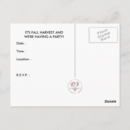 herfst oogst: spookboom briefkaart (Achterkant)