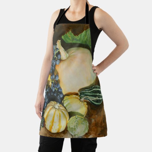 Herfst Oogst Stilleven met Pompoenen, Kalebassen Schort (Insitu)