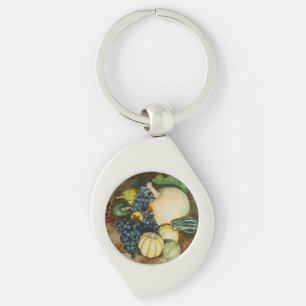 Herfst Oogst Stilleven met Pompoenen, Kalebassen Sleutelhanger