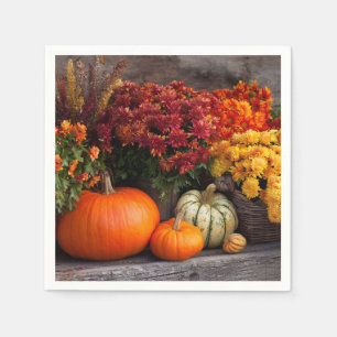 Herfst oogst tafeldecoratie - Herfst pompoenen Blo Servet