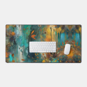 Herfst Oogst Teal Roest Goud Abstract Bureaumat (Keyboard & Muis)