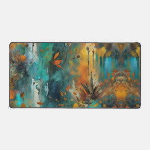 Herfst Oogst Teal Roest Goud Abstract Bureaumat