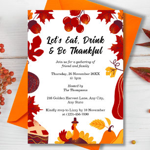 Herfst Oogst Thanksgiving Diner Kaart