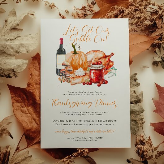 Herfst Oogst Thanksgiving Dinerfeest Kaart