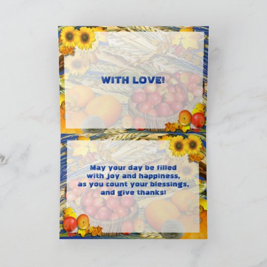 HERFST OOGST ~ THANKSGIVING KAART (Binnen)