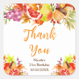 Herfst Oogst Verjaardag Bedankt Vierkante Sticker