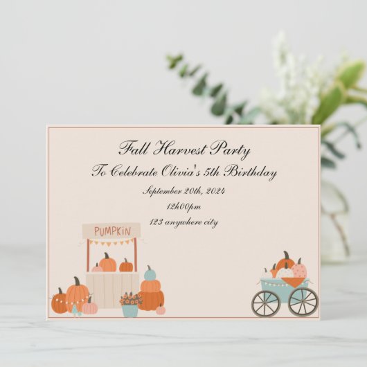 herfst oogst verjaardagsuitnodiging kaart (Staand voorkant)