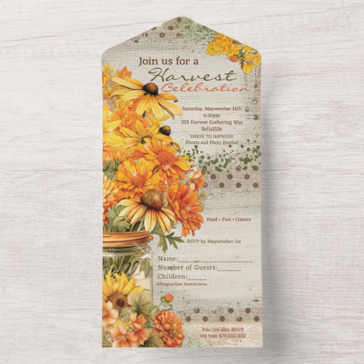 Herfst Oogst Viering All In One Uitnodiging (Binnen)