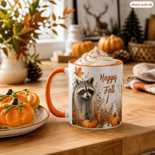 Herfst Oogst Wasbeer Familie Gelukkige Herfst Mok