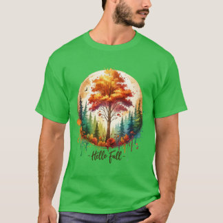 Herfst Oogst Waterverf Pompoenen Herfst Bloemen wi T-shirt