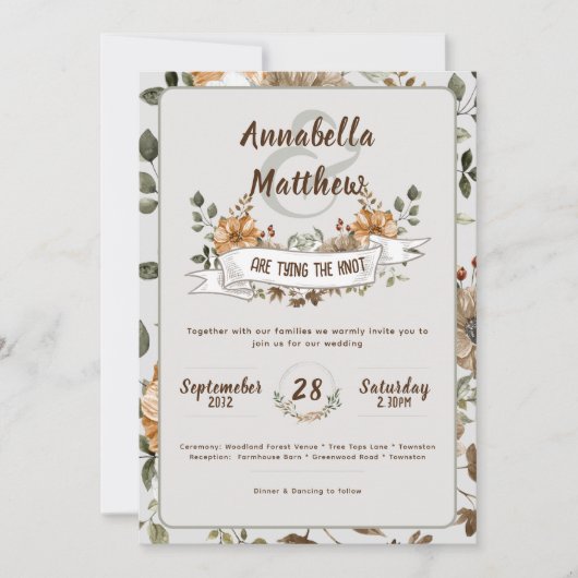 Herfst Oogst Woodland Bloemen Natuurlijke Rustiek Kaart (Voorkant)