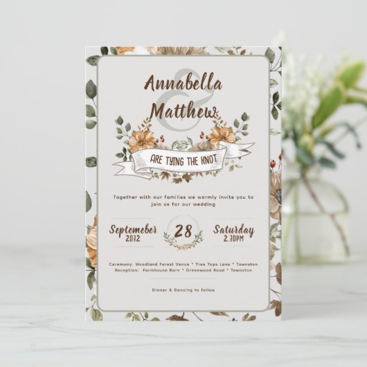 Herfst Oogst Woodland Bloemen Natuurlijke Rustiek Kaart (Staand voorkant)