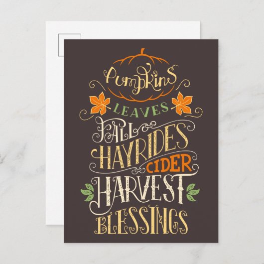 Herfst & oogst zegeningen briefkaart (Voorkant / Achterkant)