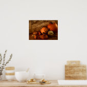 Herfst oogsten/pompoenen en pompoenen aan de deur poster (Keuken)