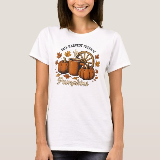 Herfst Oogstfeest, Herfst T-shirt, pompoen shirt (Voorkant)