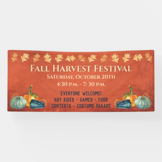 Herfst Oogstfeest Pompoen Spandoek (Horizontaal)