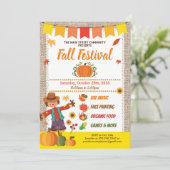 Herfst oogstfestival burlap pumpkin patch kaart (Staand voorkant)