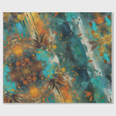 Herfst oogstverf Blauwgroen Rust Gold Abstract Cadeaupapier (Vlak)