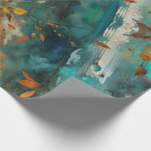 Herfst oogstverf Blauwgroen Rust Gold Abstract Cadeaupapier (Hoek)