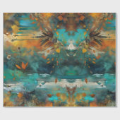 Herfst oogstverf Blauwgroen Rust Gold Abstract Cadeaupapier (Vlak)