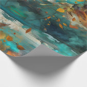 Herfst oogstverf Blauwgroen Rust Gold Abstract Cadeaupapier (Hoek)