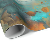 Herfst oogstverf Blauwgroen Rust Gold Abstract Cadeaupapier (Rol Hoek)
