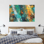 Herfst oogstverf Blauwgroen Rust Gold Abstract Canvas Afdruk (Insitu (Slaapkamer))