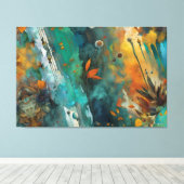 Herfst oogstverf Blauwgroen Rust Gold Abstract Canvas Afdruk (Insitu (Houten vloer))
