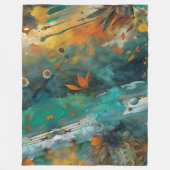 Herfst oogstverf Blauwgroen Rust Gold Abstract Fleece Deken (Voorkant)