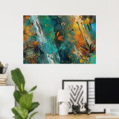 Herfst oogstverf Blauwgroen Rust Gold Abstract Poster (Thuiskantoor)