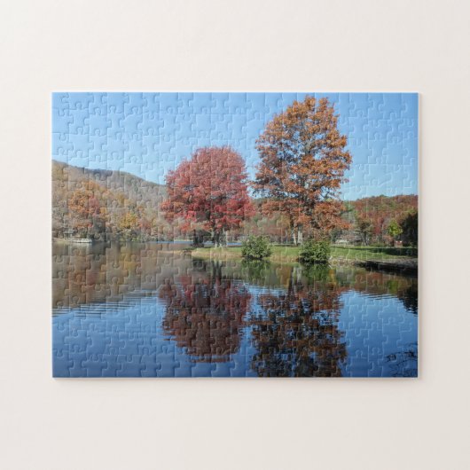 Herfst op de meerpuzzel 10x14 legpuzzel (Horizontaal)